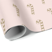 クリスマスキャンディ赤面ピンク金ゴールドパタンかわいい ラッピングペーパー (ロールコーナー)