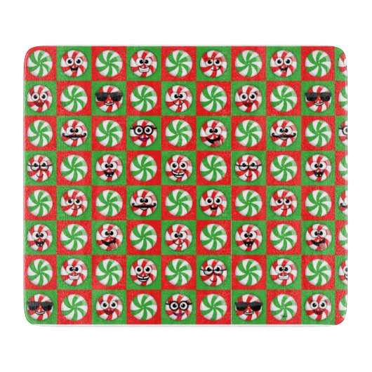 クリスマスキャンディ顔 カッティングボード (正面)