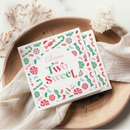 クリスマスキャンディ2甘い2番目の誕生日 スタンダードカクテルナプキン