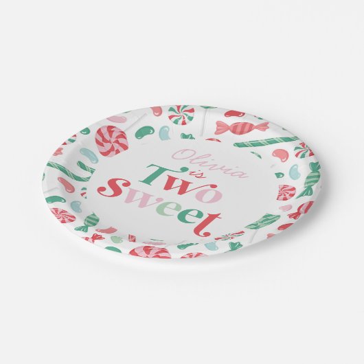 クリスマスキャンディ2甘い2番目の誕生日 ペーパープレート (アングル)