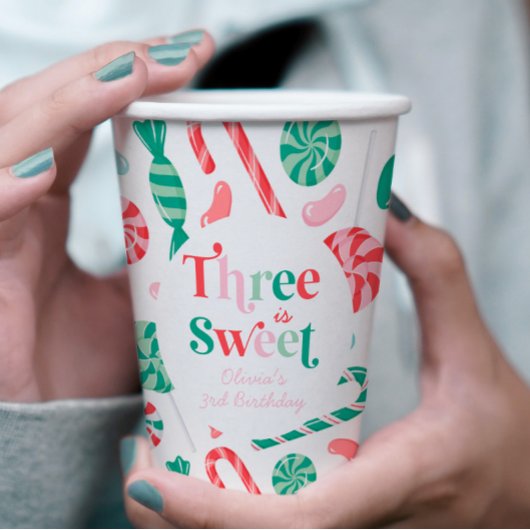 クリスマスキャンディ3歳の誕生日おめでとう 紙コップ
