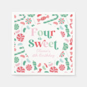 クリスマスキャンディ4は甘い4歳の誕生日 スタンダードカクテルナプキン (正面)