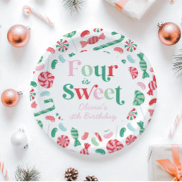 クリスマスキャンディ4は甘い4歳の誕生日 ペーパープレート