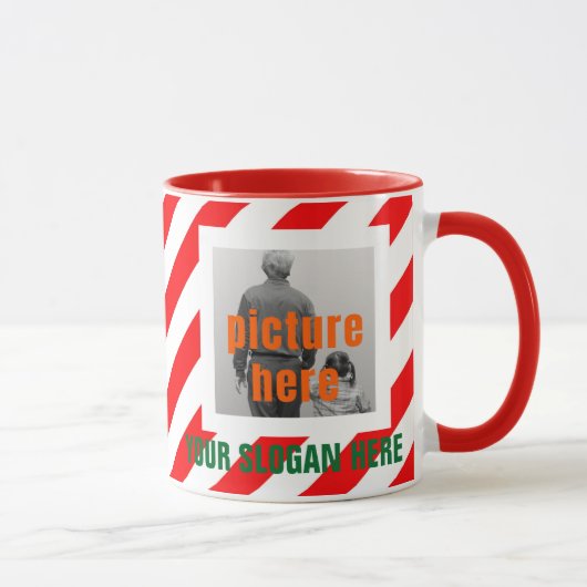 クリスマスキャンディ オーダーメイド 赤 白 名入れ マグカップ (右)