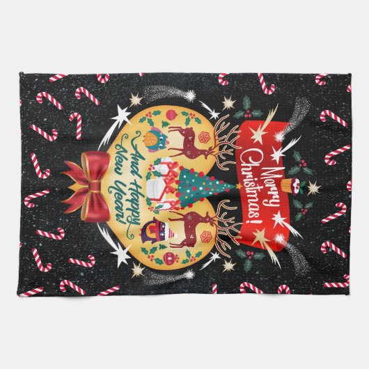 クリスマスキャンディ キッチンタオル (横)