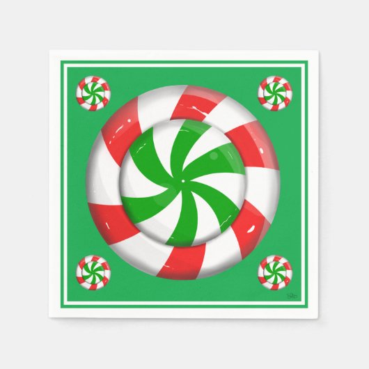 クリスマスキャンディ スタンダードカクテルナプキン (正面)