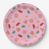 クリスマスキャンディ – ピンク ペーパープレート (正面)