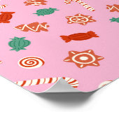 クリスマスキャンディ – ピンク ポスター (角)