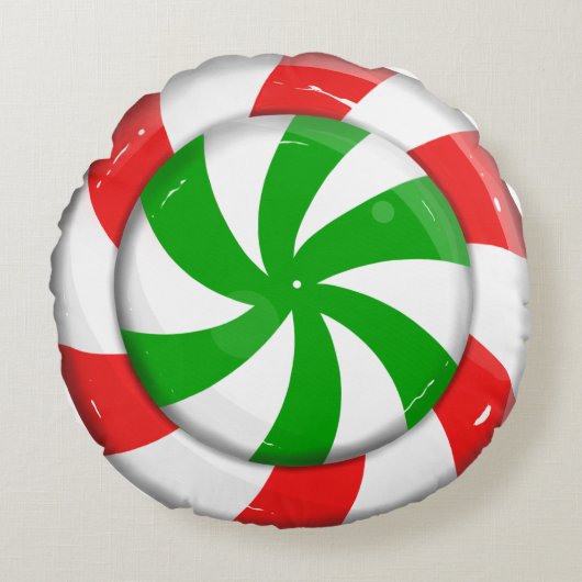 クリスマスキャンディ ラウンドクッション (正面)