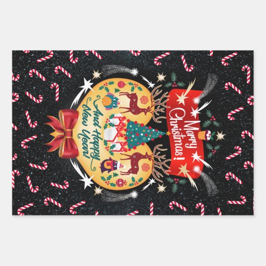クリスマスキャンディ ラッピングペーパーシート (正面)