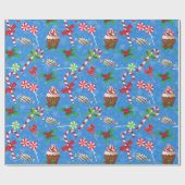 クリスマスキャンディ、棒つきキャンデー、ケーキ ラッピングペーパー (フラット)