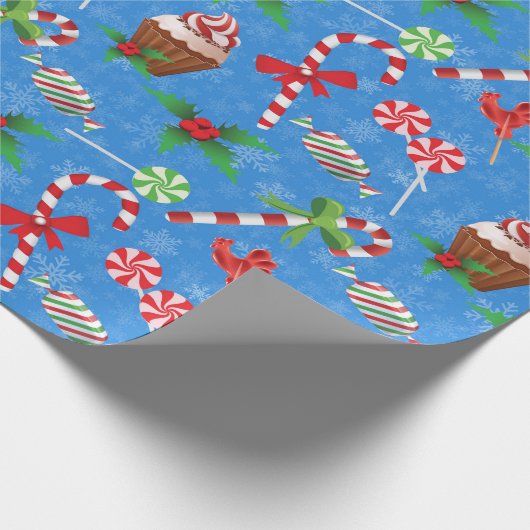 クリスマスキャンディ、棒つきキャンデー、ケーキ ラッピングペーパー (角)