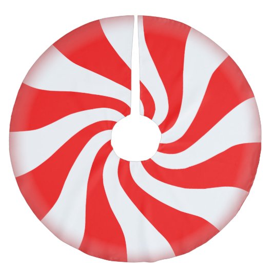 クリスマスキャンデーのペパーミント ブラッシュドポリエステルツリースカート (正面)