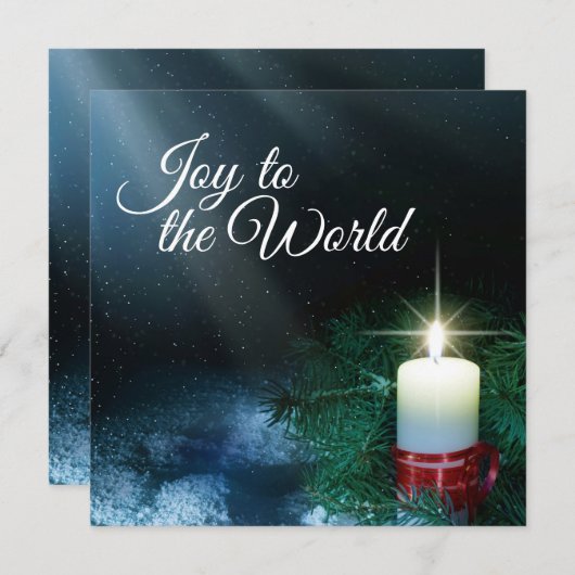 クリスマスキャンドルとカスタマイズ可能な家族写真 シーズンカード (正面/裏面)