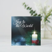 クリスマスキャンドルとカスタマイズ可能な家族写真 シーズンカード (スタンド正面)