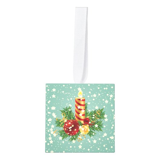 クリスマスキャンドルとキラキラ キューブオーナメント (正面)