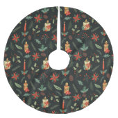 クリスマスキャンドルとベリー ブラッシュドポリエステルツリースカート (正面)