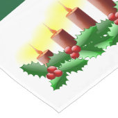 クリスマスキャンドルとホリー ロングテーブルランナー (コーナー)