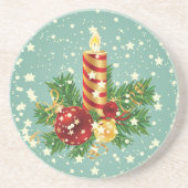 クリスマスキャンドルと雪片 コースター (正面)