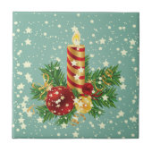 クリスマスキャンドルと雪片 タイル (正面)
