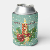 クリスマスキャンドルと雪片 缶クーラー (缶正面)