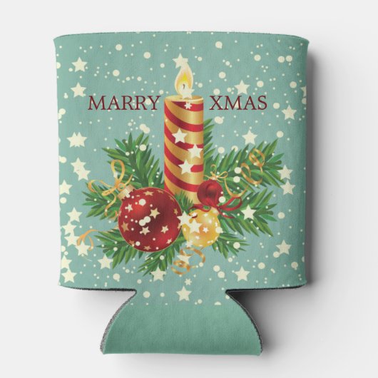 クリスマスキャンドルと雪片 缶クーラー (裏面)