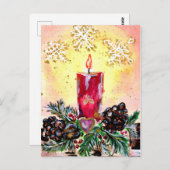 クリスマスキャンドルと雪 ポストカード (正面/裏面)
