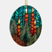 クリスマスキャンドルのステンドグラススタイル セラミックオーナメント (右)