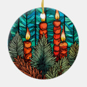 クリスマスキャンドルのステンドグラススタイル セラミックオーナメント (裏面)