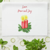 クリスマスキャンドルのスピリットは平和と喜びを愛する キッチンタオル (折り畳み)