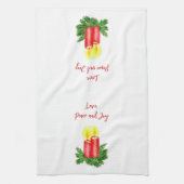 クリスマスキャンドルのスピリットは平和と喜びを愛する キッチンタオル (縦)