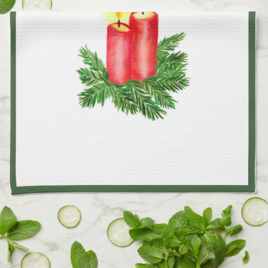 クリスマスキャンドルのスピリットは平和と喜びを愛する キッチンタオル (折り畳み)