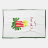 クリスマスキャンドルのスピリットは平和と喜びを愛する キッチンタオル (横)