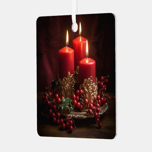 クリスマスキャンドルアレンジメント休日オーナメント メタルオーナメント (正面左)