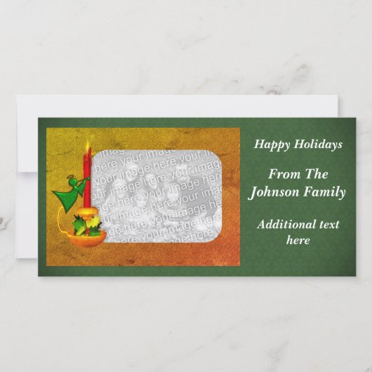 クリスマスキャンドルエンジェルホリデーフォトカード シーズンカード (正面)