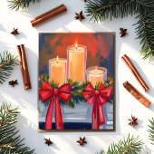 クリスマスキャンドルガーランド水彩画 シーズンカード