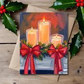 クリスマスキャンドルガーランド水彩画 シーズンカード