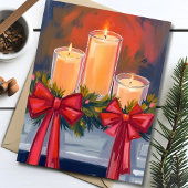 クリスマスキャンドルガーランド水彩画 シーズンカード