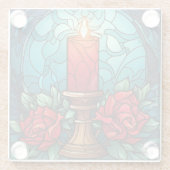 クリスマスキャンドルステンドグラス ガラスコースター (裏面)