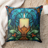 クリスマスキャンドルステンドグラス クッション (ブランケット)