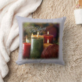 クリスマスキャンドルスロー枕 クッション (ブランケット)