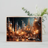 クリスマスキャンドルズビレッジグレータブレスケープホテル 箔シーズンカード (立ち正面)