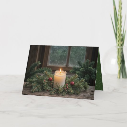 クリスマスキャンドルバイファームハウスウィンドウ シーズンカード (正面)