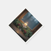 クリスマスキャンドルバイファームハウスウィンドウ スタンダードカクテルナプキン (角)