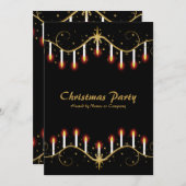 クリスマスキャンドルパーティー招待状テンプレート 招待状 (正面/裏面)