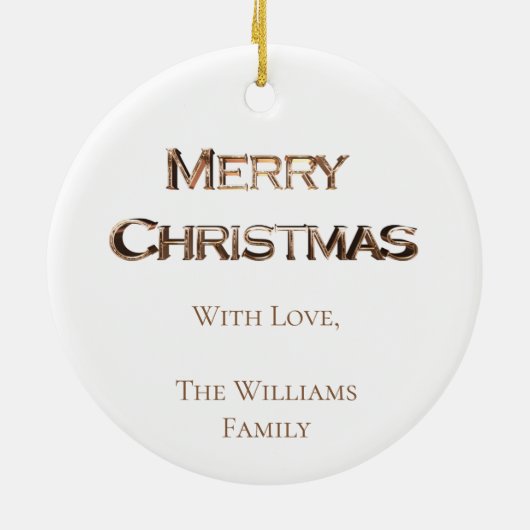 クリスマスキャンドルホリーエレガント金ゴールドと白 セラミックオーナメント (裏面)