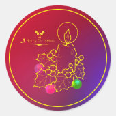 クリスマスキャンドルホリーラインスケッチレッド&ブルースクー ラウンドシール (正面)