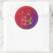 クリスマスキャンドルホリーラインスケッチレッド&ブルースクー ラウンドシール (バッグ)