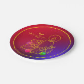 クリスマスキャンドルホリーラインスケッチレッド&ブルー7" ペーパープレート (アングル)