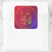 クリスマスキャンドルホリーラインスケッチレッド&ブルー スクエアシール (バッグ)